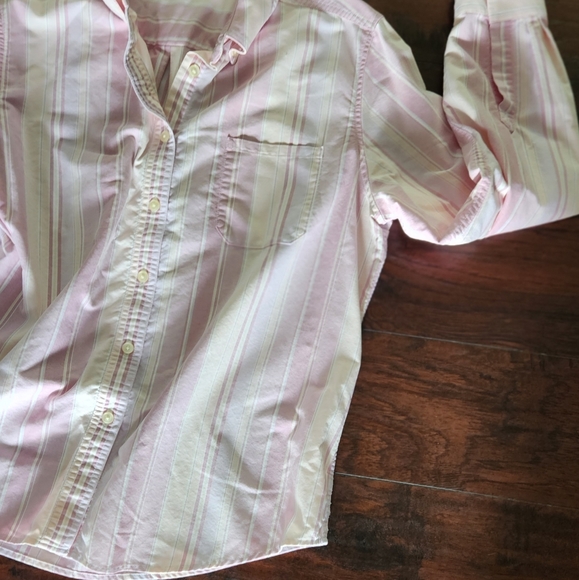 L.L.BEAN PINK STRIPED COTTON BUTTONS DOWN SHIRT - Picture 3 of 8